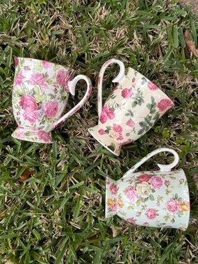 Floral Rose China Mugs - Set of 3 Grace Teaware China porcelain shabby chic
